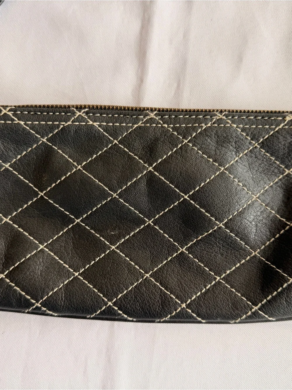Kate Landry Black Quilted Large Wristlet with Gold Stud Wrist Strap